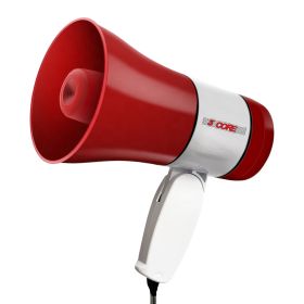 5Core Megaphone Bullhorn Speaker 30W Bull Horn Rechargeable Mini Cheer Megafono 800 Yards Range Loudspeaker W Siren Recording Ergonomic Handle for Coa
