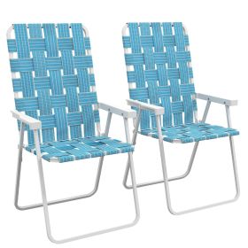 Outsunny Set of 2 Patio Folding Chairs, Classic Outdoor Camping Chairs, Portable Lawn Chairs for Camping, Garden, Pool, Beach, Backyard w/ Armrests, B