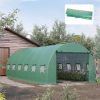 Outsunny 19.7' x 9.8' x 6.6' Plastic Greenhouse Cover Replacement, Heavy Duty Waterproof Tarp for Hoop House, Sheeting with 12 Windows, Door & Reinfor
