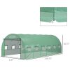 Outsunny 19.7' x 9.8' x 6.6' Plastic Greenhouse Cover Replacement, Heavy Duty Waterproof Tarp for Hoop House, Sheeting with 12 Windows, Door & Reinfor