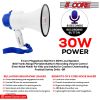 5Core Megaphone Bullhorn Speaker 30W Bull Horn Battery Power Mini Cheer Megafono 800 Feet Range Loudspeaker w Siren Recording Ergonomic Handle for Coa