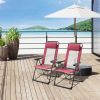Outsunny Folding Patio Chairs Set of 2, Outdoor Deck Chair with Adjustable Sling Back, Camping Chair with Removable Headrest for Garden, Backyard, Law