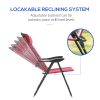 Outsunny Folding Patio Chairs Set of 2, Outdoor Deck Chair with Adjustable Sling Back, Camping Chair with Removable Headrest for Garden, Backyard, Law