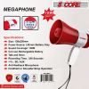 5Core Megaphone Bullhorn Speaker 30W Bull Horn Rechargeable Mini Cheer Megafono 800 Yards Range Loudspeaker W Siren Recording Ergonomic Handle for Coa