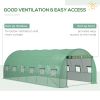 Outsunny 19.7' x 9.8' x 6.6' Plastic Greenhouse Cover Replacement, Heavy Duty Waterproof Tarp for Hoop House, Sheeting with 12 Windows, Door & Reinfor