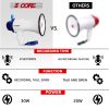 5Core Megaphone Bullhorn Speaker 30W Bull Horn Battery Power Mini Cheer Megafono 800 Feet Range Loudspeaker w Siren Recording Ergonomic Handle for Coa