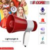 5Core Megaphone Bullhorn Speaker 30W Bull Horn Rechargeable Mini Cheer Megafono 800 Yards Range Loudspeaker W Siren Recording Ergonomic Handle for Coa
