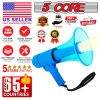 5Core Megaphone Speaker Waterproof 50W Bull Horn Battery Power Cheer Megafono 800 Yards Range Loudspeaker W LED Light Siren Ergonomic Handle for Coach