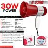 5Core Megaphone Bullhorn Speaker 30W Bull Horn Rechargeable Mini Cheer Megafono 800 Yards Range Loudspeaker W Siren Recording Ergonomic Handle for Coa