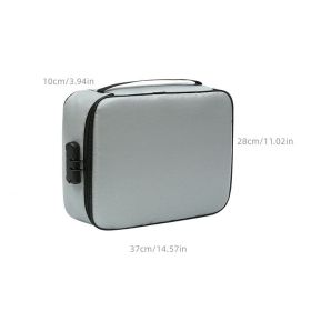 1pc Multi-function Document Holder, Household Waterproof And Fireproof Passport Document Card Holder, Multi-layer Document Storage Box (Color: Two Layers Of Gray (with Password Lock), size: 28*37*10CM)