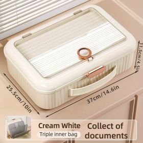1pc Document Storage Bag, Household File Storage Box, Card Holder, Family Important Information, Certificate, Real Estate Book, Receipt Storage Box (Color: White [built-in Three Compartments])