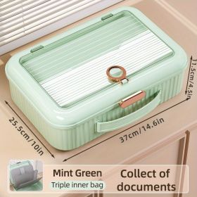 1pc Document Storage Bag, Household File Storage Box, Card Holder, Family Important Information, Certificate, Real Estate Book, Receipt Storage Box (Color: Light Green [built-in Three Compartments])