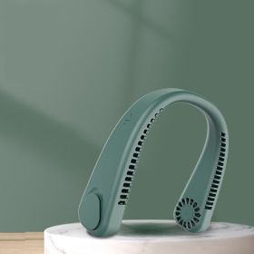 Lazy Hanging Neck Fan USB Charging Hanging Neck Cooling Fan Portable Bendable Outdoor Hanging Neck Fan (Color: Green)