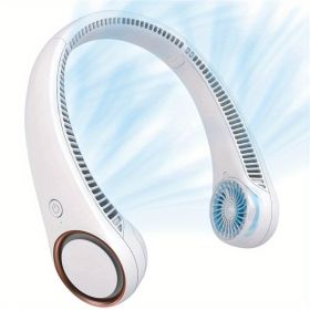 1pc Hanging Neck Fan; Portable Cooling Neck Fan; Adjustable; 360¬∞ Cooling; Super Quiet; No Blade Fan Design (Color: White)