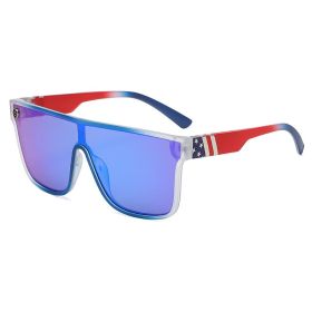 Square Sunglasses Fashion Sun Glasses Men One Piece Sunglass Mountaineering Colorful Shades Male Luxry Brand UV400 Eyewear (Lens Color: whiet blue)