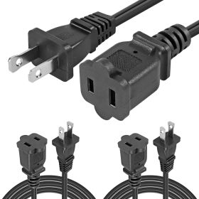 5 Core AC Power Cord 12 Ft ‚Ä¢ 2 Prong Extension Adapter ‚Ä¢ 16AWG/2C 125V 13A ‚Ä¢ US Polarized Male to Female Outlet Extension Cable Black- EXC BLK 1 (size: 12 Feet 3 Pieces)